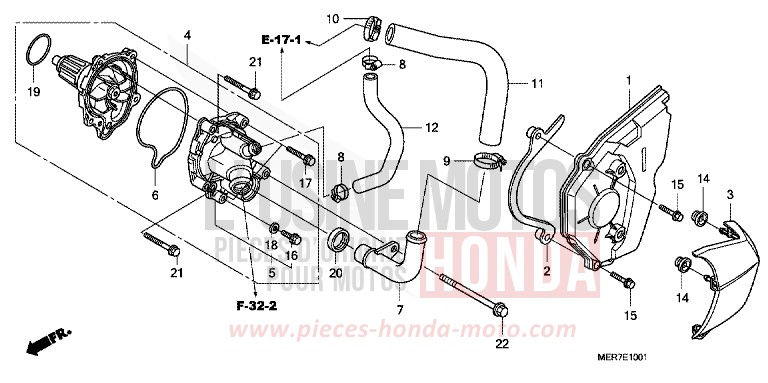 POMPE A EAU (CBF600S8/SA8/N8/NA8) de CBF600S ABS PEARL SIENA RED (R320) 2008